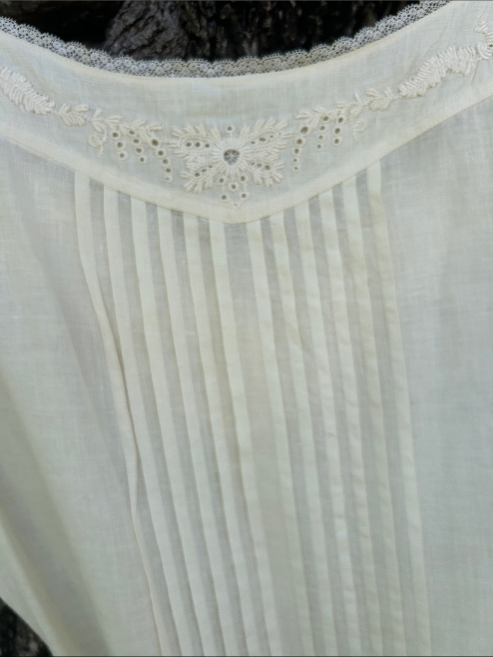 VTG Rare Polo Ralph Lauren Country 100% Linen Eyelet Pintuck Dress Cream size12 - Picture 12 of 13